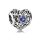 Pandora Stílusú Áttört Szív Charm Kék Kővel