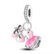 Pandora Stílusú Rózsaszín Balerina Lógós Charm
