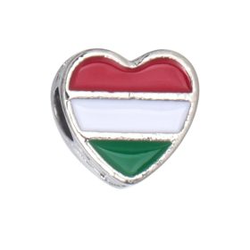 Pandora Stílusú Magyar Zászlós Szív Charm 