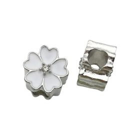 Pandora Stílusú Fehér Virág Charm