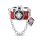 Pandora Stílusú Piros Kamera Charm