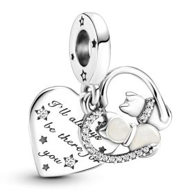 Pandora Stílusú Szivecskés Macskás Charm