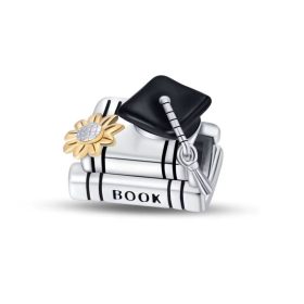 Pandora Stílusú Ballagási Charm Könyvekkel és Kalappal