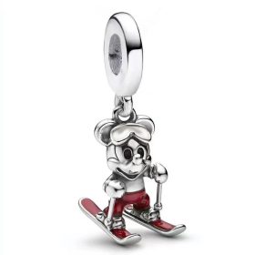 Pandora Stílusú Síelő Mickey Egér Lógós Charm 