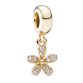 Pandora Stílusú Arany Színű Lógós Virág Charm