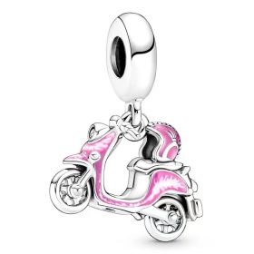 Pandora Stílusú Lógós Rózsaszín Robogó Charm