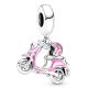 Pandora Stílusú Lógós Rózsaszín Robogó Charm