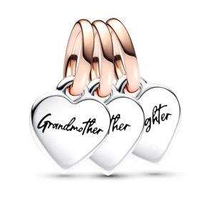 Pandora Stílusú "3 Generáció" Szív Charm