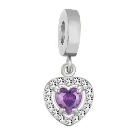 Pandora Stílusú Apró Szív Charm Lila