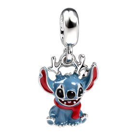   Pandora Stílusú Karácsonyi Rénszarvas Stitch Lógós Charm