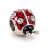 Pandora Stílusú Piros Katicabogár Charm Csillogó Kövekkel