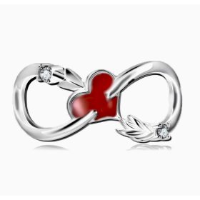 Pandora Stílusú Végtelen Szív Charm Piros Motívummal