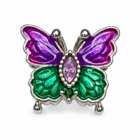 Pandora stílusú lila-zöld köves pillangó charm