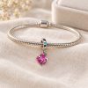 Pandora Stílusú Rózsaszín Halas Lógós Charm