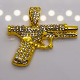 Arany Színű Köves Pisztoly Medál