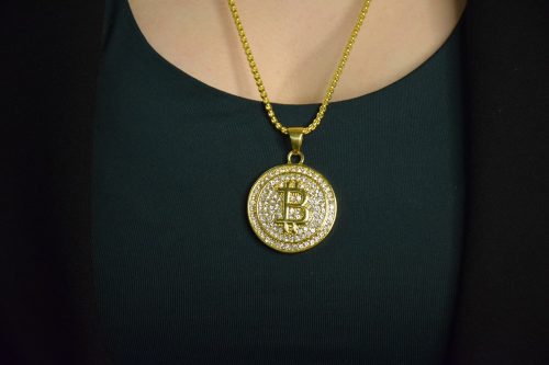 Arany Színű Köves Bitcoin Kriptos Medál