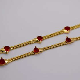   Goldfilled Antiallergén Piros Köves Arany Színű Női Nyaklánc 40-44CM / 4M
