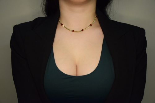 Goldfilled Antiallergén Piros Köves Arany Színű Női Nyaklánc 40-44CM / 4M