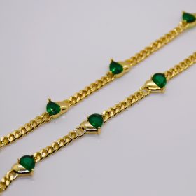   Goldfilled Antiallergén Zöld Köves Arany Színű Női Nyaklánc 43-48CM / 5M