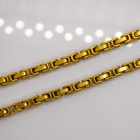   Nemesacél Férfi Arany Színű Bizánci Láncos Nyaklánc 49CM / 5MM