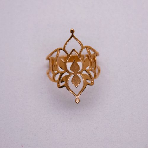 Nemesacél Rozé Arany Színű Állítható Lótuszvirágos Női Gyűrű