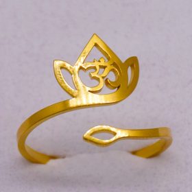   Nemesacél Arany Színű Állítható Méretű Lótuszvirágos Női Gyűrű