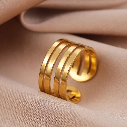 Nemesacél Arany Színű Állítható Méretű Női Gyűrű