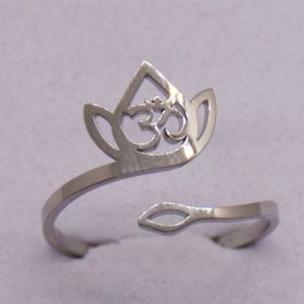   Nemesacél Ezüst Színű Állítható Méretű Lótuszvirágos Női Gyűrű