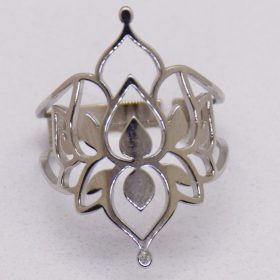   Nemesacél Ezüst Színű Állítható Lótuszvirágos Női Gyűrű