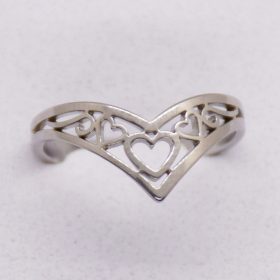   Nemesacél Ezüst Színű Állítható Szivecskés Női Gyűrű