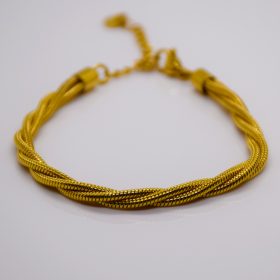 Uniszex Arany Színű Csavart Karkötő 16.5+5CM / 4MM