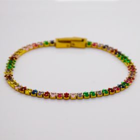   Női Arany Színű Színes Köves Kirakásos Karkötő 17CM / 5MM