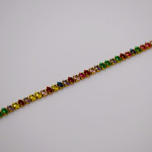 Női Arany Színű Színes Köves Kirakásos Karkötő 17CM / 5MM