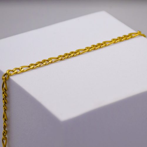 Uniszex Arany Színű Figaro Láncos Karkötő 18CM / 3MM