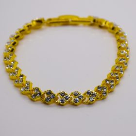 Női Arany Színű Köves Szivecskés Karkötő 17CM / 5MM