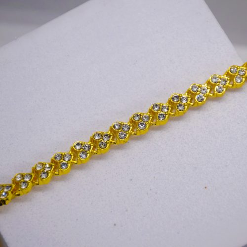 Női Arany Színű Köves Szivecskés Karkötő 17CM / 5MM