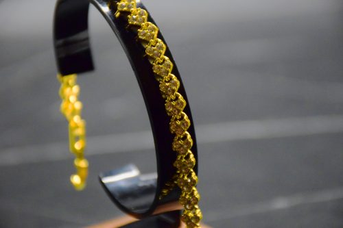 Női Arany Színű Köves Szivecskés Karkötő 17CM / 5MM