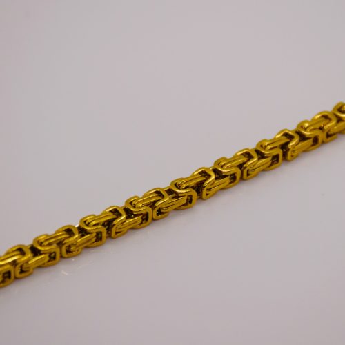Nemesacél Férfi Arany Színű Szögletes Királyláncos Karkötő 21CM / 4MM