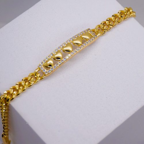 Női Arany Színű Szivecskés Karkötő 18CM / 5MM