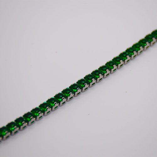 Ezüst Színű Zöld Köves Karkötő 17CM / 5MM