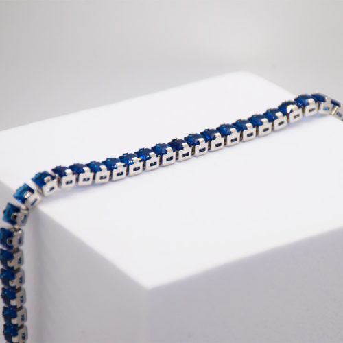 Ezüst Színű Kék Köves Karkötő 17CM / 5MM