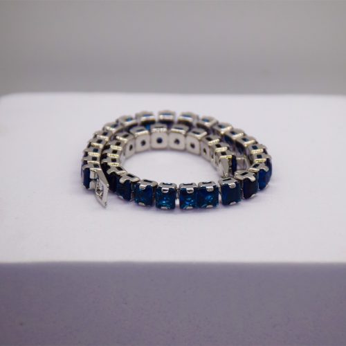 Ezüst Színű Kék Köves Karkötő 17CM / 5MM