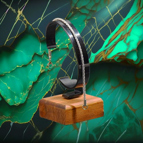 Női Ezüst Színű Csillogós Hatású Karkötő 18CM / 2MM