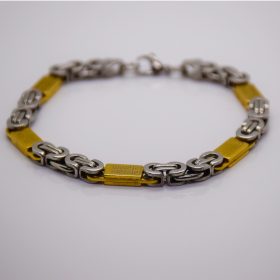   Nemesacél Férfi Arany / Ezüst Színű Görög Mintás Karkötő 22CM / 6MM