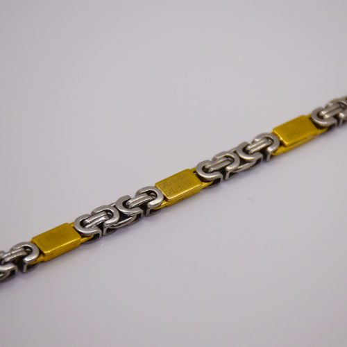 Nemesacél Férfi Arany / Ezüst Színű Görög Mintás Karkötő 22CM / 6MM