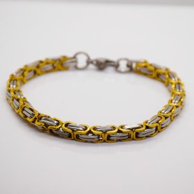   Nemesacél Férfi Arany / Ezüst Színű Görög Mintás Karkötő 21CM / 5MM