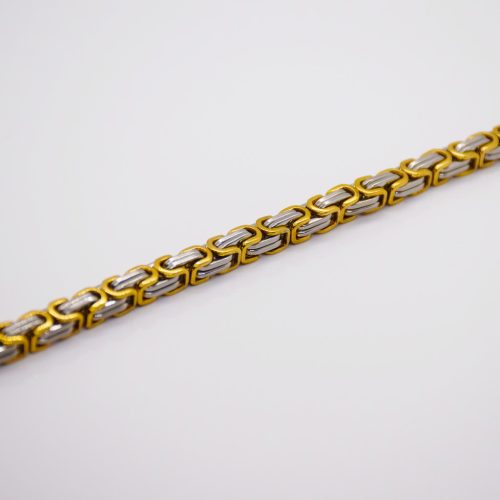 Nemesacél Férfi Arany / Ezüst Színű Görög Mintás Karkötő 21CM / 5MM