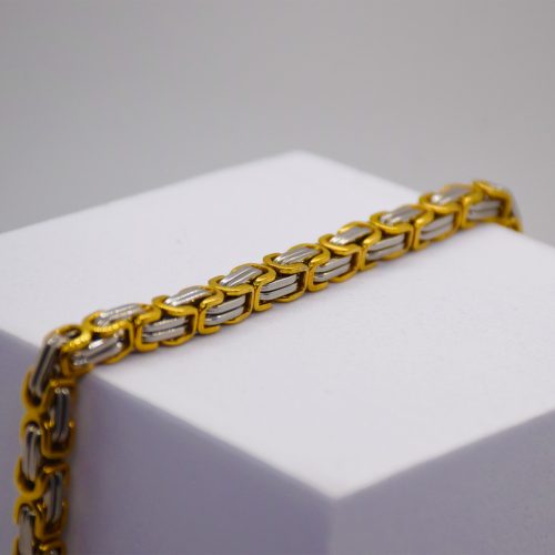 Nemesacél Férfi Arany / Ezüst Színű Görög Mintás Karkötő 21CM / 5MM