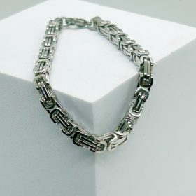   Nemesacél Ezüst Színű Királyláncos Férfi Karkötő 20CM / 5MM