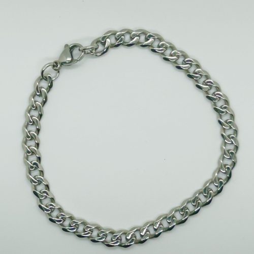 Nemesacél Ezüst Színű Miami Férfi Karkötő 18CM / 5MM